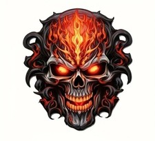 RED FLAME SKULL CAR Decal
