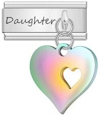 Daughter Italian Charm Double Dangle9mm Fits Nomination Charms Bracelet