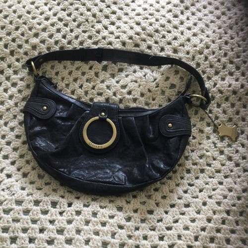 Black leather handbag - leather,