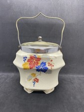 Scotch Ivory B. P. Co Ltd leaf design Footed Biscuit barrel - Art Deco