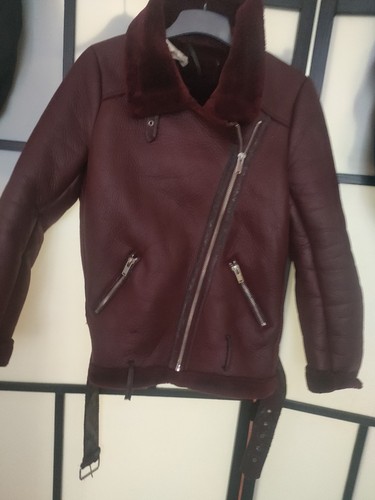Burgundy faux leather biker - burgundy,
