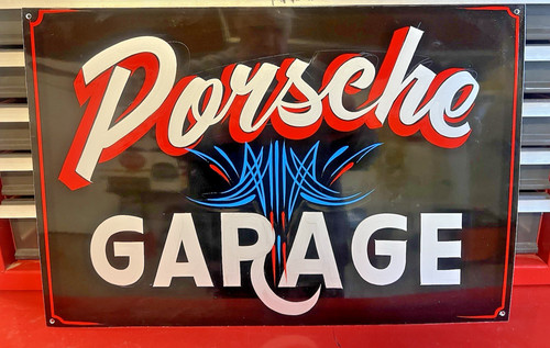 Porsche garage sign - garage, hand