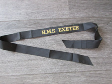 H.M.S Exeter Royal Navy Naval Cap Band Tally