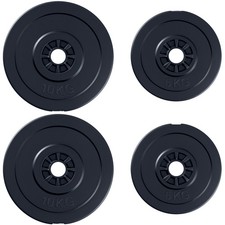 HOMCOM Set 4 Dischi Pesi per Bilanciere Peso Totale 30kg, 2x5kg e 2x10kg, Nero