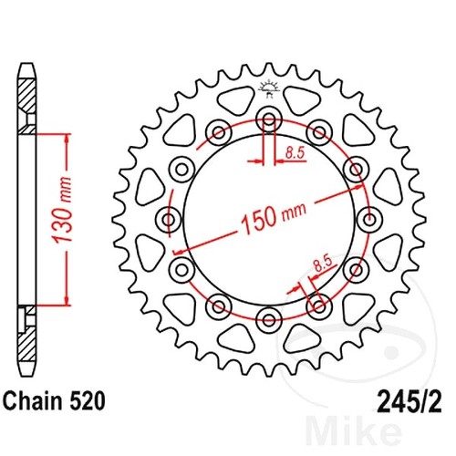 Sprocket rear 520 fits - rear,
