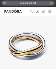 Genuine Pandora Two Tone Entwined Bands Ring  Size 48 S925 ALE with Gift Box
