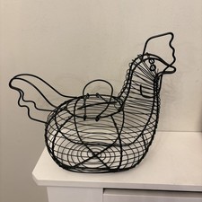 Dark Green Large Wire Chicken Egg Basket Storage Holder With Handles 30cm