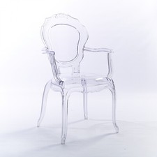 Niches V2 Transparent French Style Ghost Chair Clear Dressing Arm Dining Chairs.