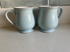2 x Denby Blue Linen Craftsman's Mugs. Pair of Denby blue linen mugs 