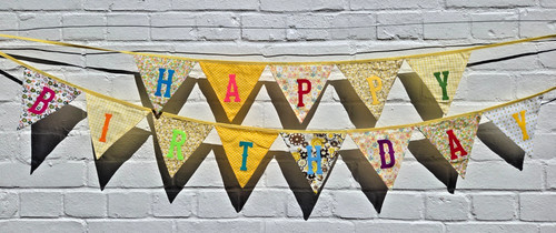 Happy birthday fabric bunting - birthday,