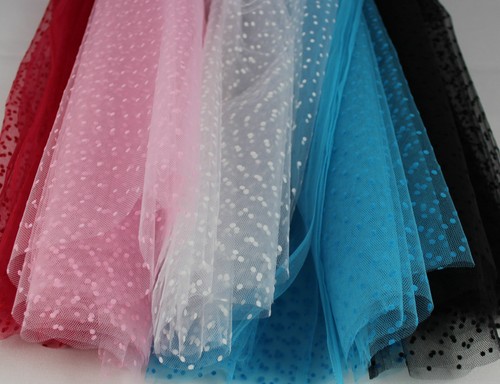 Flocked dot tulle fabric - dot,