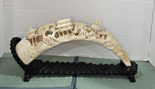 Asian carved tusk - cast, resin