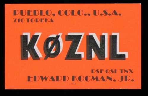 Qsl card radio usa - usa, k0znl