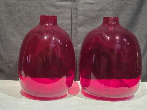 Vintage red art glass vases - vintage,