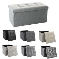 Ottoman Storage Seat Stool Trunk Toy Chest Bedding or Blanket Box Folding Bench 