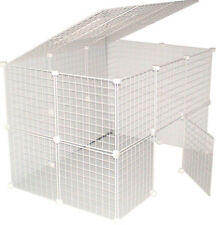 WHITE CAT KITTEN  LARGE INDOOR RUN PLAY PEN CAGE METAL GRID CUBE NEW UK