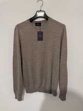 Hackett Taupe Beige Crew Neck Merino Wool Jumper Large BNWT