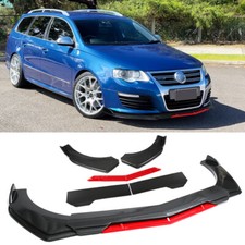 For VW Passat B6 Front Bumper Lip Splitter Sport Spoiler Chin Carbon Look + Red