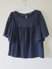M&S SIZE 6 BLOUSE TOP BLUE NAVY MARKS AND SPENCER TUNIC FLOATY