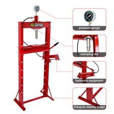Shop Press 12 Ton Heavy Duty Hydraulic Workshop Garage Floor Standing with Guage