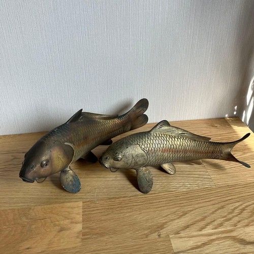 Old japanese brass koi fish - old,