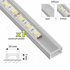 1-2m Aluminium LED Trunking Profile 5050 5630 Strip Lights White Black Silver