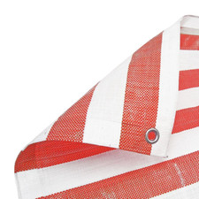 1 x Red White Stripe Tarpaulin 9.0m x 12.0m (29ft x 39ft) for Market Stalls