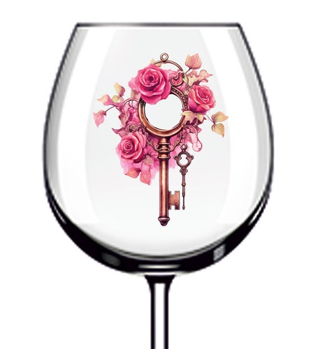 12x pink steampunk key - 12x, flowers