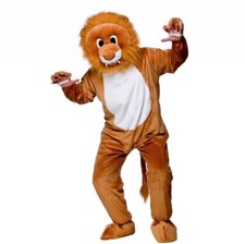 Adult Lion Mascot Costume Plush Mens Ladies Fancy Dress Outfit