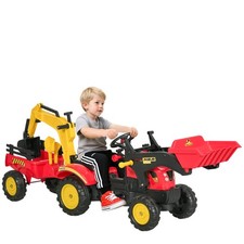 HOMCOM Pedal Powered Tractor Ride-On Car w/ Moving Bucket Steering Wheel 3-6 Yrs