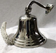 7" Large Ship Bell Bar Wall Hanging Ships Bell Chrome Mounted School Bell