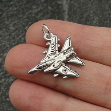 Silver USA Fighter Jet Charm -