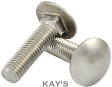 M6 M8 M10 M12 CARRIAGE BOLTS CUP SQUARE DOMED COACH SCREWS A2-70 STAINLESS STEEL