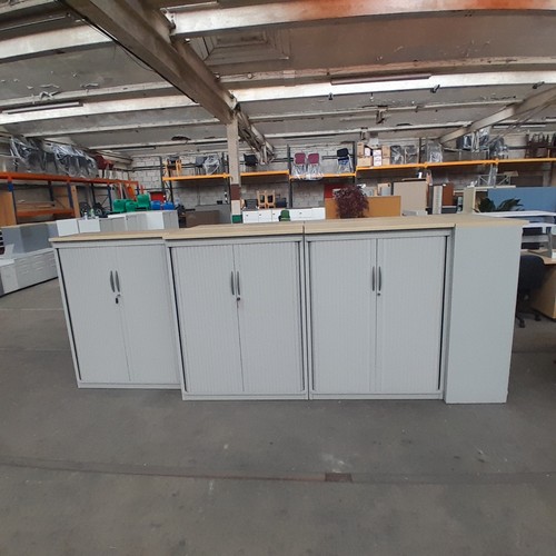 Grey tambour cabinets office - tambour, cabinets,