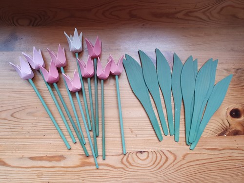 Vintage swedish wooden tulips - vintage,