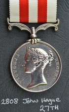 Indian Mutiny Medal ~ 27th Foot ~ John Hague ~ from Co. Cavan  ~ 20th Hussars