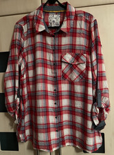 Falmer Heritage Red Check Long Sleeve Shirt Size 20.  Roll Tab Sleeves  New