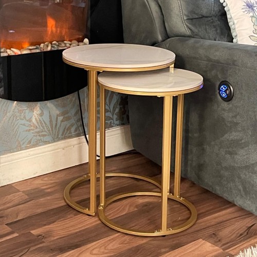 Modern side table - table, white