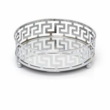 15cm Modern Silver Mirrored Candle Plate | Display Stand | Vanity Perfume Tray