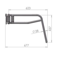 Bus Coach Mirror Arm Manual Length 437mm x Throw 623mm Arm Dia 28mm