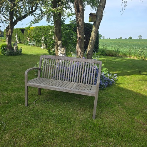 Silvered teak garden bench - garden,