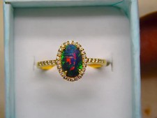 Black Opal Ring 14k Yellow