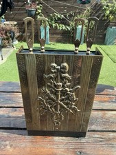 Vintage Brass And Metal Companion Set In  Decorative Holder