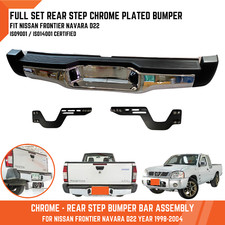Chrome Rear Step Bumper Bar Assembly For Nissan Navara Pickup D22 1998-2004 