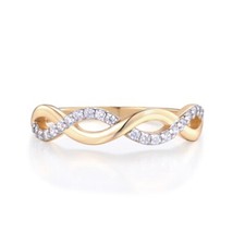 Ladies 9 Carat Gold on Sterling Solid 925 Silver Simulated Diamond Infinity Ring