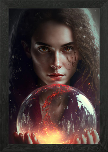 Witch crystal ball - ball, framed