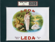 Scarce Old Original LEDA Cigar Label - SWAN - GREEK MYTHOLOGY - BORROW BROS.