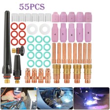55PCS TIG Welding Torch Stubby Gas Lens #10 Pyrex Glass Cup Kit For WP-17/18/26