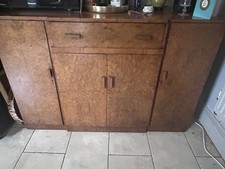 STUNNING ANTIQUE ART DECO BURR WALNUT SIDEBOARD WITH DRAWERS DRINKS CABINET