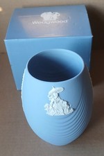 Wedgwood BLUE Jasperware RIPPLE VASE Boxed